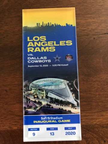 LA RAMS vs DALLAS COWBOYS COMMEMORATIVE  INAUGURAL GAME TICKET SoFi STADIUM 2020 Cover