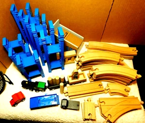 ER*LR Wood & Plastic~Train Track Railroad Magnetic Cars 50 Piece Set - Picture 1 of 19