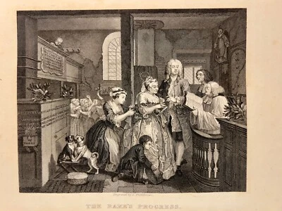 THE RAKES PROGRESS PROFESSORS 1833 WILLIAM HOGARTH ANTIK STAHLSTICH ENGRAVING 5 - Bild 1 von 4