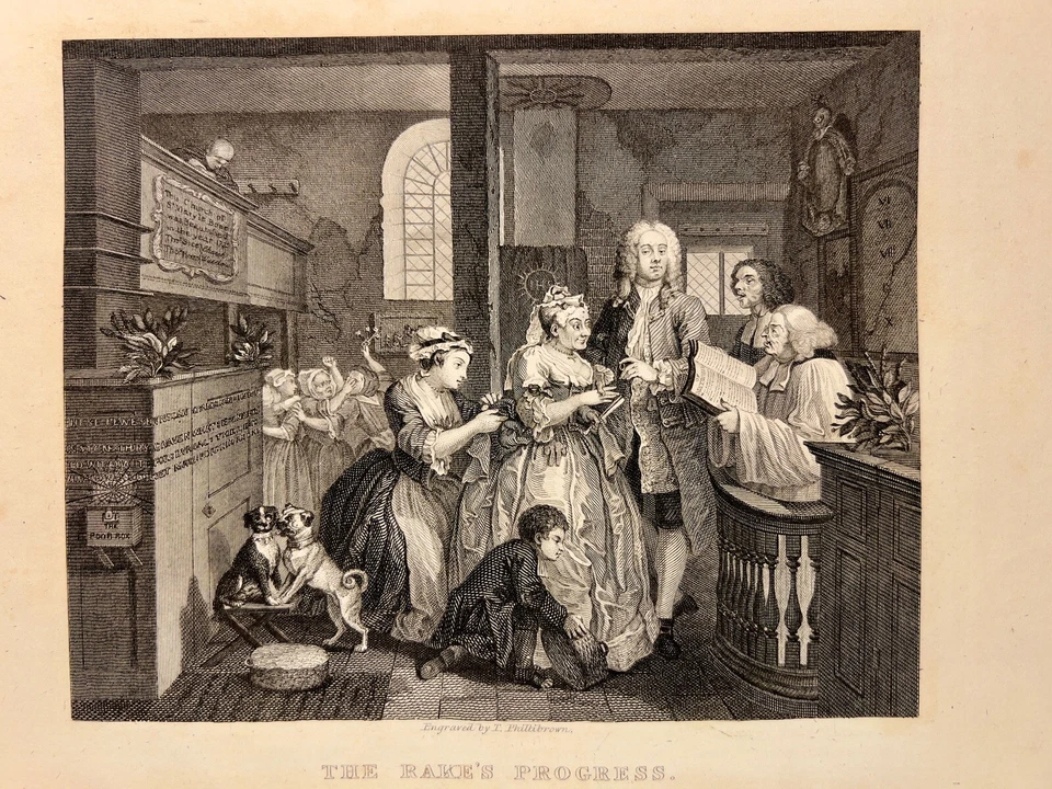 THE RAKES PROGRESS PROFESSORS 1833 WILLIAM HOGARTH ANTIK STAHLSTICH ENGRAVING 5 - Bild 1 von 4