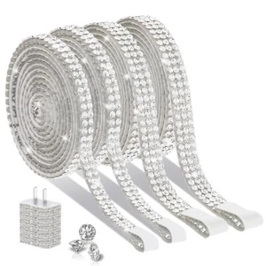 4 Rolls Rhinestone Ribbon Self Adhesive Crystal Rhinestone Tape Glitter Tape ... - Picture 1 of 7