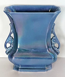 Vaso doppio manico in ceramica Cowan lucentezza blu - Art Decò - vintage anni '20 - Foto 1 di 5