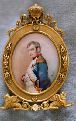 Antiguo retrato en miniatura de Napoleón Bonaparte 1850-1899 óleo sobre marfil Foto 1 de 3