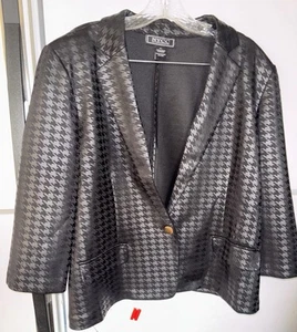 NEW YORK & COMPANY Single Button Plaid Houndstooth Blazer Career Attire Sz XL - Picture 1 of 10