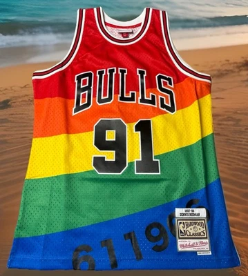 MITCHELL & NESS CHICAGO BULLS M DENNIS RODMAN SWINGMAN JERSEY RAINBOW - Image 1 of 4