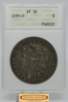 Dólar de plata Morgan 1895-O, ANACS VF 30 - #B53687 Foto 1 de 2