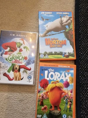Set of 3 Dr SUESS DVDS The Lorax Grinch Horton Hears A Who - Image 1 of 3