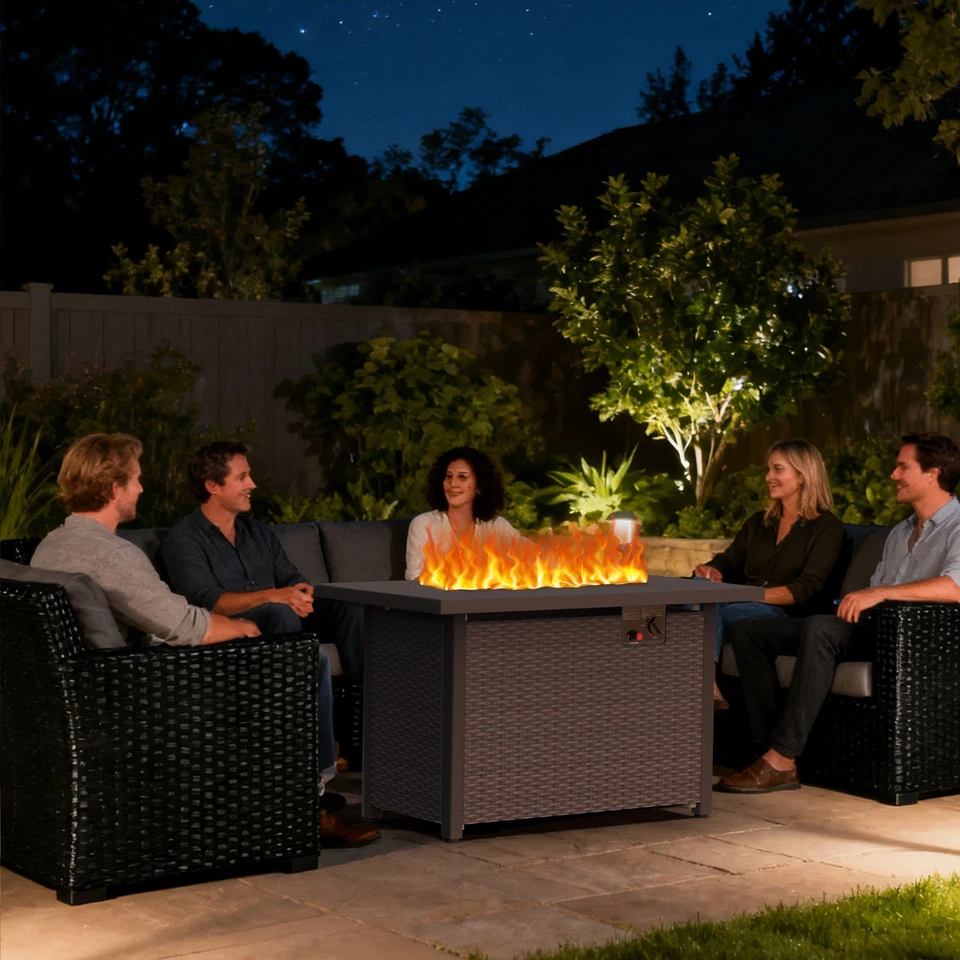 50, 000 BTU Propane Gas Fire Pit Table - 42" Outdoor Dining Table With Fire Pit - Image 1 of 4