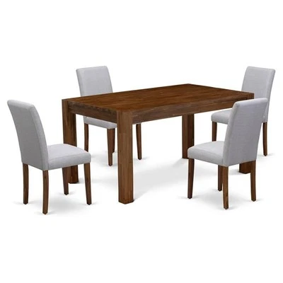 East West Furniture Celina 5-Piece Wooden Dining Set in Natural Walnut/Gray - Image 1 of 4