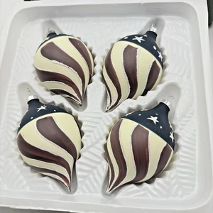Christmas Stars And Strip American Flag Ornaments Glass Bradford 5" Patriotic - Picture 1 of 9