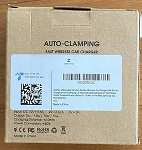 Car Charger Fast Wireless 15W Power Grip ZeeHoo Cc54 Black Suction Cup NIB - Picture 1 of 3