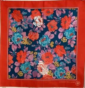 VTG Wamcraft Red Teal Roses Classic Bandana Hankerchief  21"x21" USA - Picture 1 of 7