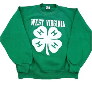Vintage 4H Camp Sweatshirt Boys Medium Sweater 80s 90s Youth USA West Virginia - Picture 1 of 11