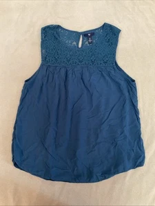 Camiseta sin mangas Gap grande para mujer crochet encaje turquesa oscuro - Imagen 1 de 6