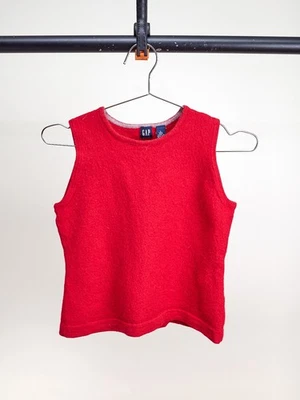 Chaleco sin mangas suéter de lana vintage GAP para niños rojo talla L 100 % lana hecho en Hong Kong Foto 1 de 3