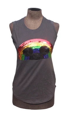 Camiseta regata orelhas de Mickey Mouse parques da Disney lantejoulas arco-íris PRIDE tamanho P - Imagem 1 de 3