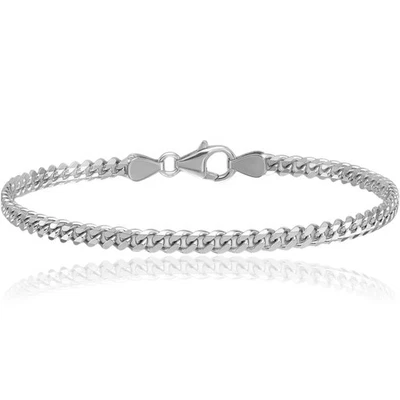14K Solid White Gold 2.4mm Curb Link Chain Bracelet - Image 1 of 4