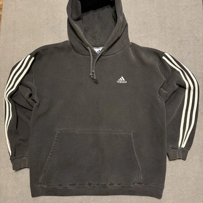 Sudadera con Capucha Adidas De Colección Hecha en EE. UU. Para Hombre S (Se Ajusta a Grande) Negra Mangas 3 Rayas Logo Foto 1 de 4