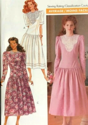 Винтажный UC Butterick 4462 шить узор романтический падение талии платье Prairie Cottagecore - Изображение 1 из 4