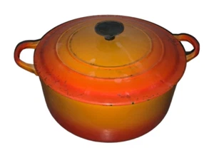 Vintage Le Creuset "E" Orange Flame 4.5 QT Dutch Oven w/Lid - Picture 1 of 7