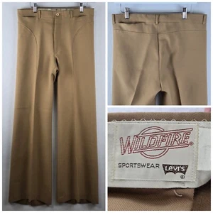 RARE Vintage 70’s Levi's Wildfire Bell Bottom Mens Flare Disco Pants 32x33.5 Tan - Picture 1 of 21