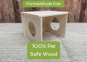 Single Hamster Open 1 Chamber House - Formaldehyde Free, Non Toxic, Wooden, Slot - Picture 1 of 8