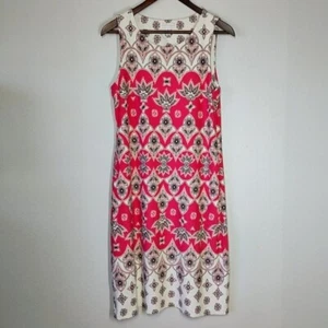 Charter Club Floral Bohemian Sleeveless Midi Dress Coral Pink Spring Size Medium - Picture 1 of 12