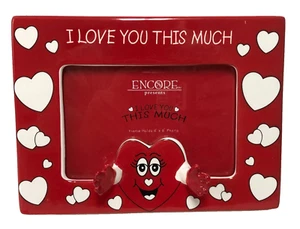 I LOVE YOU THIS MUCH Photo Frame ❤️ Gift Red 4'x6" Picture ENCORE - Picture 1 of 2