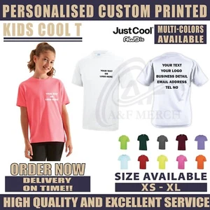 Personalised Custom Just Cool Awdis cool T-shirt Unisex Kids Casual Sports JC01J - Picture 1 of 29