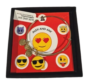 Sunglasses Emoji Alex and Ani Charm Bangle Shiny Gold - Picture 1 of 8