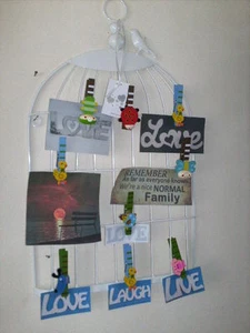 John Lewis White Birdcage Memo / Card / Photo Holder With different kind of pegs - Picture 1 of 9