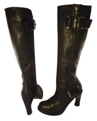 MINT VERA WANG LAVENDER WOMEN BOOTS SIZE 6 M SEXY KNEE HIGH BLACK LEATHER  - Image 1 of 4