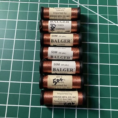 Kreinik Metallic Balger Cord Copper 021C Lot of 7 Needlepoint Machine Embroidery - Image 1 of 2