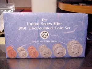 1991 U.S. Mint P&D Uncirculated Coin Set - Picture 1 of 6