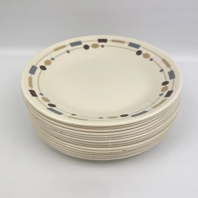 Corelle Vitrelle Cream 6.75" Bread Plate Red Blue Geometric Border USA Replace - Image 1 of 4