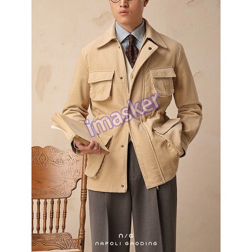 OFF WHITE Giacca calda in velluto a coste uomo invernale sciolta casual bavero giacca cappotto dritto caccia