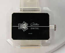 NOS 1960's Chateau Digital Clear Lucite Case Wind up Watch Clear Band Black Dial