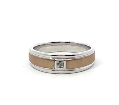 Argento Sterling 14K Oro Giallo 0.03ct Rotondo Diamante Naturale 7mm Fedina - Immagine 1 di 4