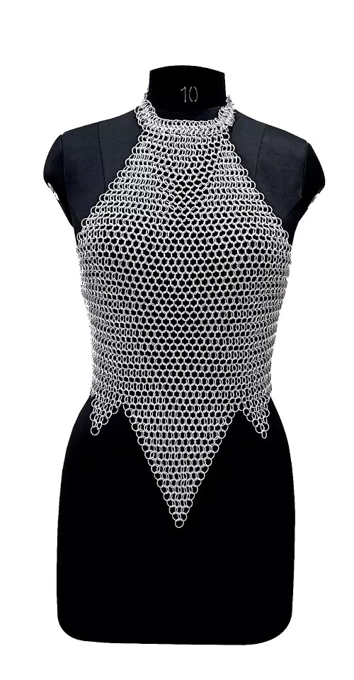 Top halter de cota de malla a tope de aluminio para mujer Halloween fantasía disfraz LARP Foto 1 de 3