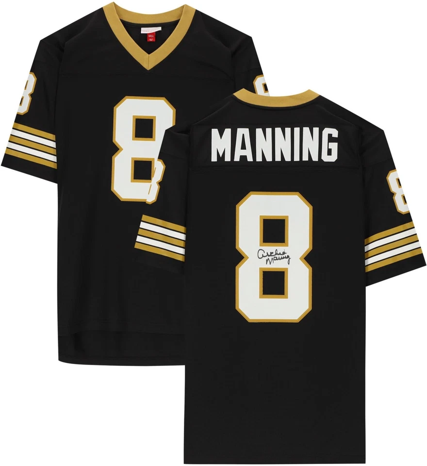 Archie Manning New Orleans Saints Signed Mitchell & Ness Black Replica Jersey - Image 1 of 4