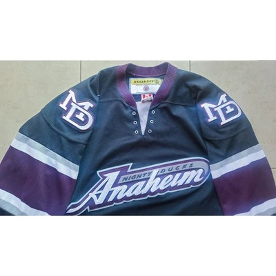Anaheim Mighty Ducks 2003-2006 KOHO camiseta antigua L berenjena negra NHL hockey de colección Foto 1 de 4