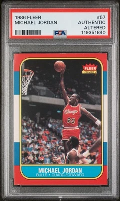 1986 Fleer Michael Jordan 新秀卡 RC PSA 正品 #57 有效 — 第 1/2 张图片