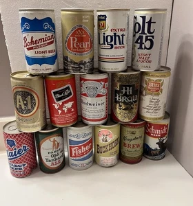 Vintage 15 Beer Can Collection EMPTY Pearl Schmidt Buckhorn Pabst Ale Fisher Etc - Picture 1 of 7