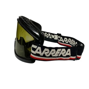 Carrera Vintage Ski Goggles Classic Black Red Band Yellow Lens Retro Eyewear - Picture 1 of 9