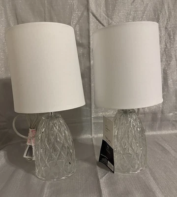 Pair Of Mainstays Small Glass Table Lamps New - Image 1 of 4