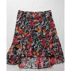 CJ Banks Skirt 1x Midi Asymetrical Ruffle Floral Lace Layered Lined Cottagecore - Picture 1 of 7