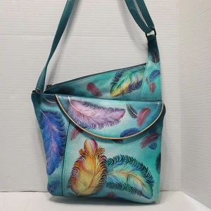 Anuschka  "FLOATING FEATHER" ASYMMETRIC SLIM X-BODY 12.5"x11.5"x1" - Picture 1 of 12