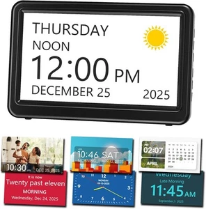 Mesqool 7" Digital Dementia Alarm Clock Large Display for Seniors, 7", Black - Picture 1 of 9