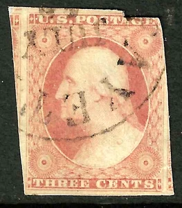Sc #10/11 Spacefiller New York Cancel 3 Cent Washington 1851-57 US 91B45 - Picture 1 of 1