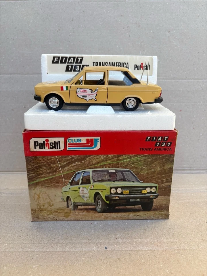 rara 1/25 POLISTIL FIAT 131 TRANS AMERICA Diecast Model Car w/ Original Box - Immagine 1 di 1